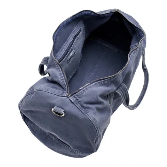 NWT JOHNNIE-O Classic Canvas Duffel Bag Washed Indigo Travel Weekend Carry On - Picture 2 of 9